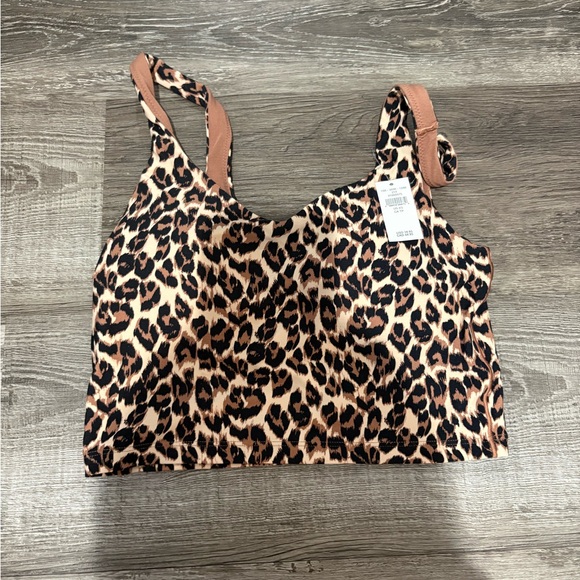 ofline arie Tops - Leopard Print Crop Tank Top - Brown/Cream